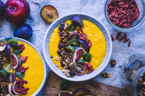 Pumpkin smoothie bowls with autumn granola