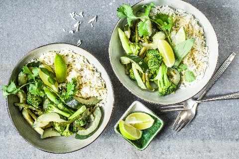 Curry de concombre au riz basmati