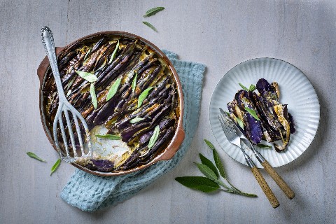 Aubergine & potato gratin