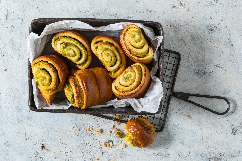 Pistachio raised pastries