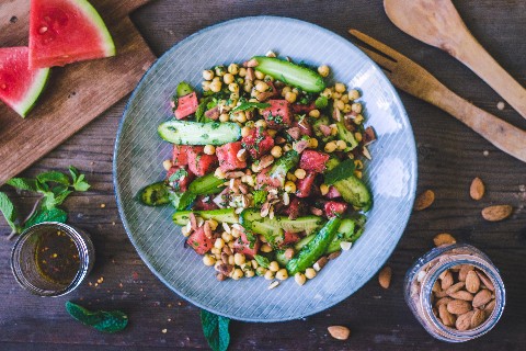 Watermelon and chickpea salad