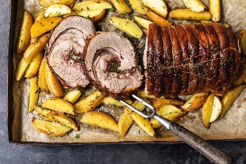 Roulé de veau avec de cales pommes de terre