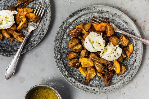 Gerösteter Topinambur mit Burrata