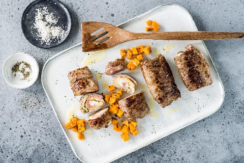 Sirloin rolls with squash pickle
