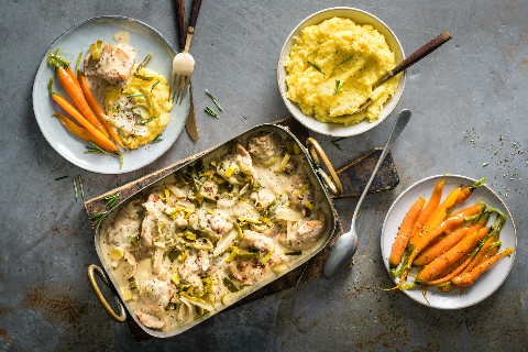 Lapin braisé à la polenta