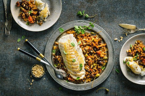 Cod fillet with caponata