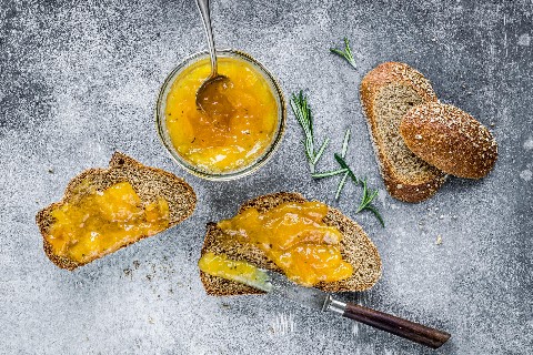 Mirabelle plum and rosemary jam