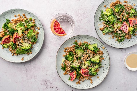 Linsensalat mit Federkohl und Blutorange