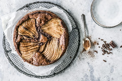 Browniekuchen mit Birnen