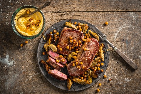 Entrecôte with chickpeas