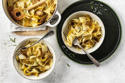 Pappardelle with braised leek