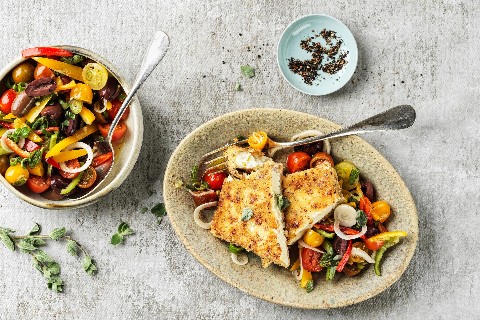 Feta panata con insalata
