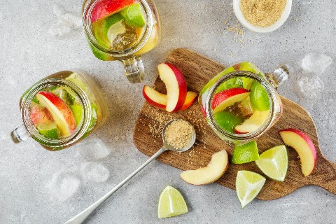 Caipirinha and nectarines bowl