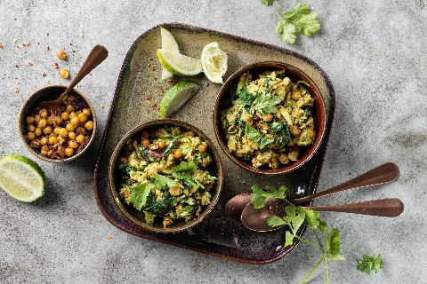 Golden Rice mit knusprigen Kichererbsen