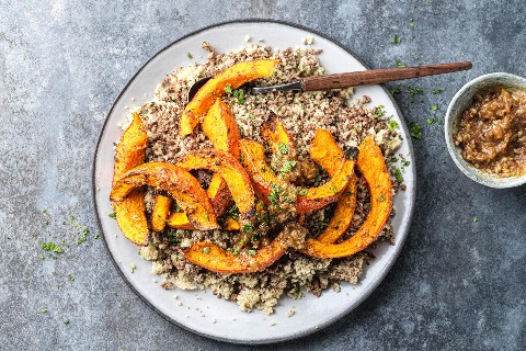Roasted squash with herb couscous
