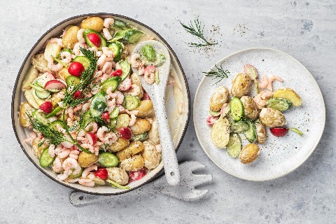 Insalata di patate e gamberi