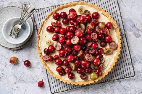 Stachelbeer-Holunderblüten-Tarte