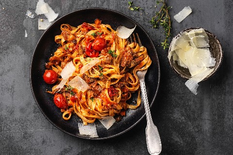Tagliatelles au ragoût de cabri