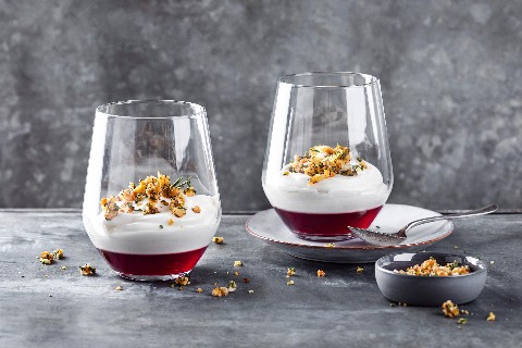 Mousse au Vin Santo et cantuccis au romarin caramélisés