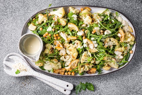Roasted cauliflower salad with tahini dressing