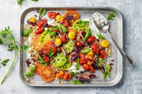 Tomato and pearl barley salad