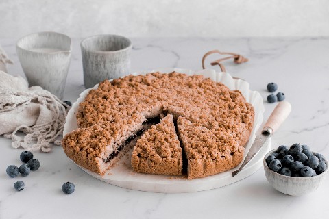 Buckwheat crostata with blueberry jam