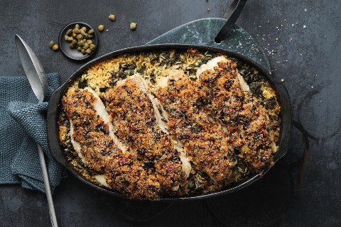 Fish and rice gratin