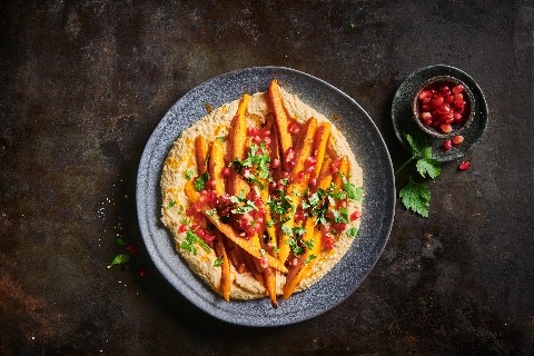 Carottes à la harissa et houmous