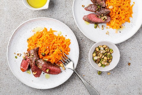 Filetto d'agnello con insalata di carote
