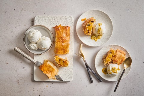 Mango and ginger strudel