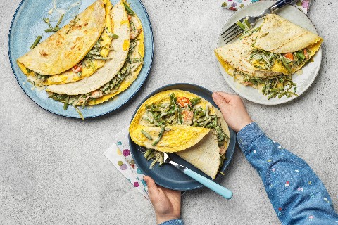 Tortilla omelette with vegetable filling