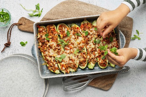 Stuffed courgettes with mince