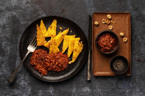 Polenta Fritta con Sugo di Luganiga