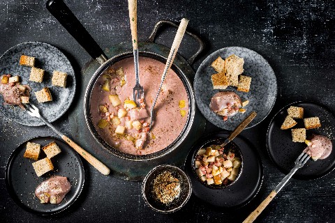 Fondue au vin rouge
