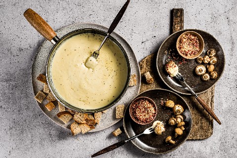 Fondue mit Champignons