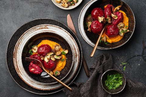 Randen-Knödel mit Kürbis und Pilzen