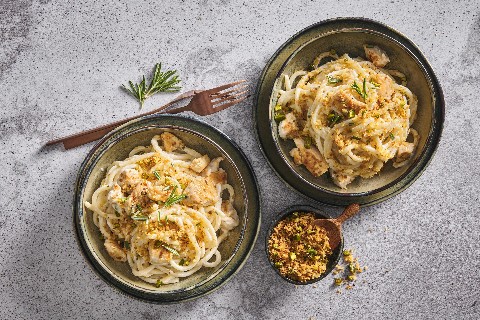 Pici with chicken and rosemary