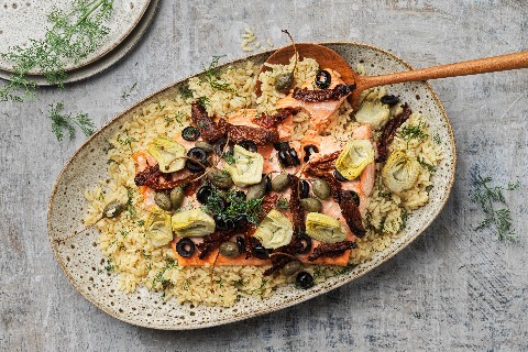 Lachs auf Pilaw-Reis