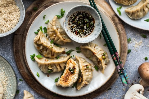 Chinese dumplings with mushrooms
