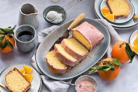 Jogurtcake mit Blutorangenglasur