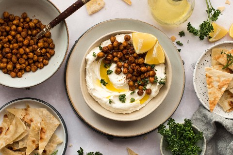 Dip à la feta et pois chiches croquants