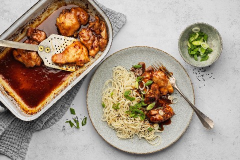 Glazed oven-roasted chicken steaks