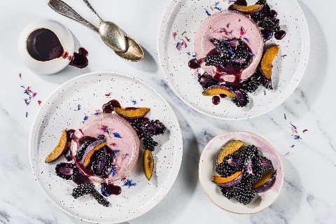 Plum and blackberry panna cotta
