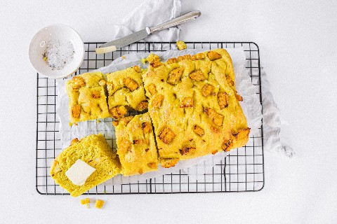 Vegan corn focaccia