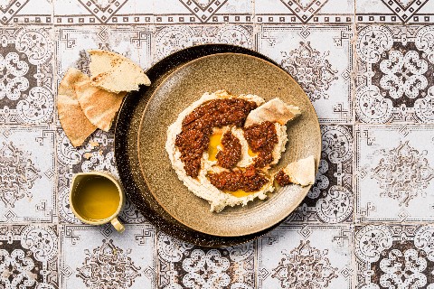Hamshuka de lentilles et houmous