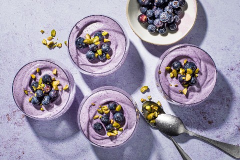 Blueberry and chocolate mousse