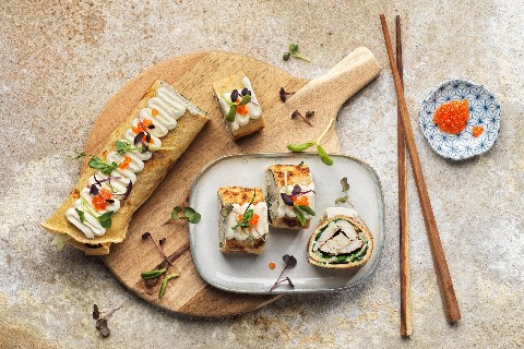 Rotolini di crêpe PuraSpelta con trota
