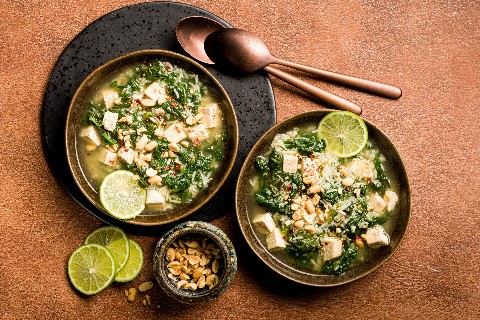 Soupe de riz et épinards