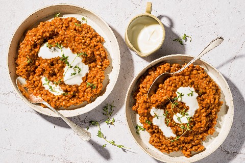 Risotto d'orge aux poivrons