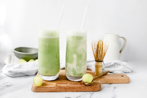 Melon iced matcha latte